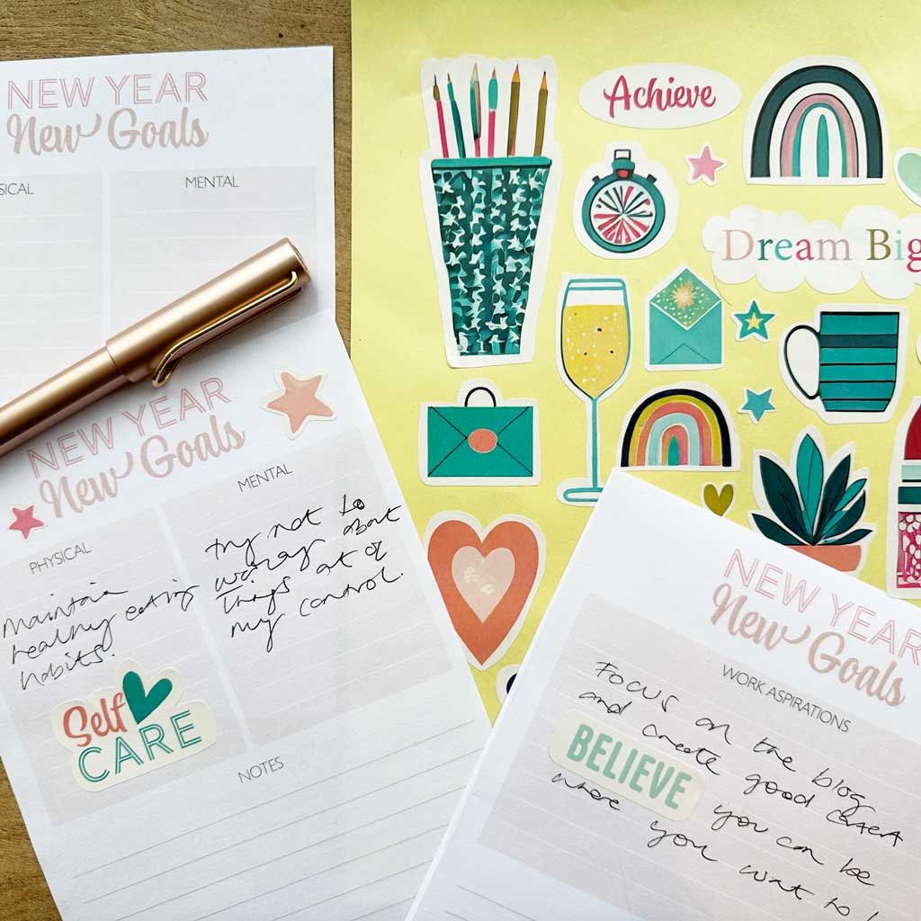 new year new goals: free printable planner page and stickers